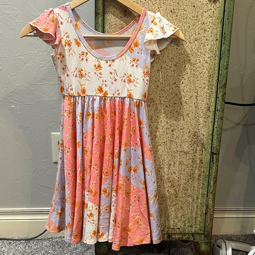Dot Dot Smile Floral Kids Dress in Pink and purple - Picture 4 of 5